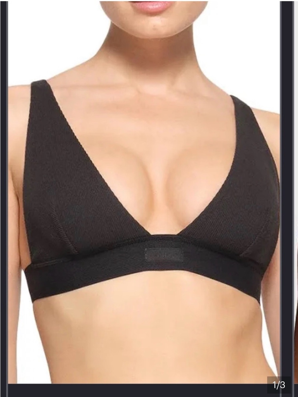 SKIMS Cotton Rib Plunge Bralette - Black